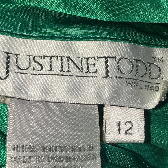 JUSTIN TODD Size:12 High Neck Satin Blouse - Picture 6 of 6